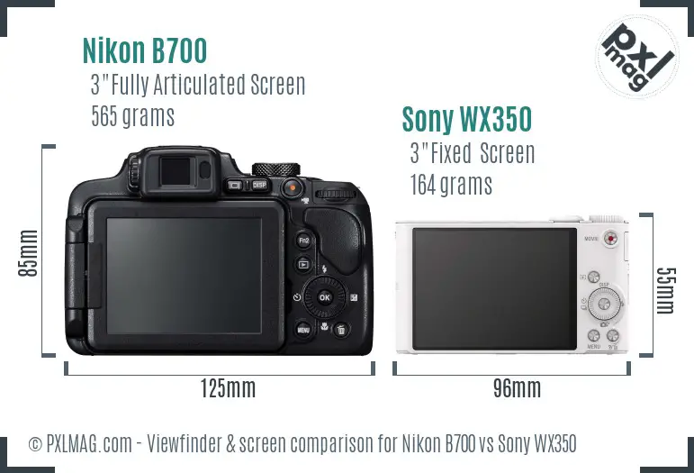 Nikon B700 vs Sony WX350 Screen and Viewfinder comparison