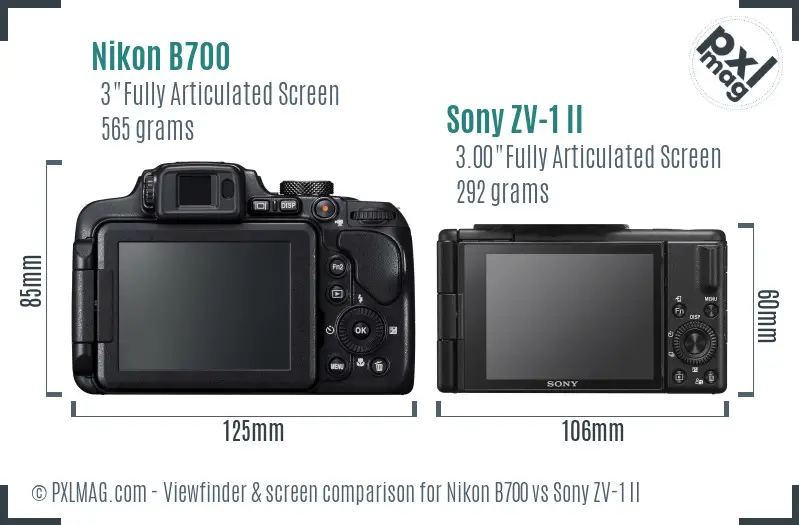 Nikon B700 vs Sony ZV-1 II Screen and Viewfinder comparison Nikon B700 vs Sony ZV-1 II Screen and Viewfinder comparison