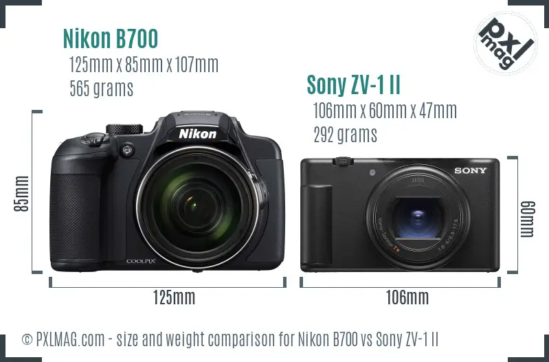 Nikon B700 vs Sony ZV-1 II size comparison Nikon B700 vs Sony ZV-1 II size comparison