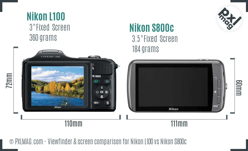 Nikon L100 vs Nikon S800c Screen and Viewfinder comparison Nikon L100 vs Nikon S800c Screen and Viewfinder comparison