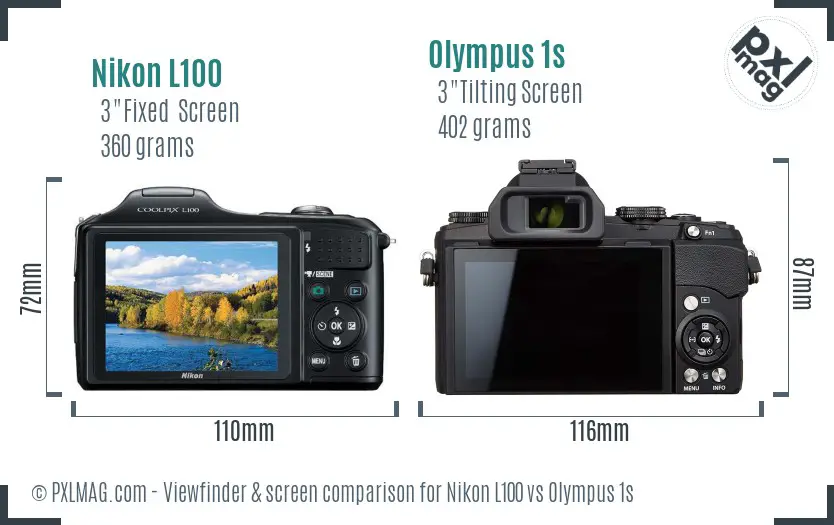 Nikon L100 vs Olympus 1s Screen and Viewfinder comparison Nikon L100 vs Olympus 1s Screen and Viewfinder comparison
