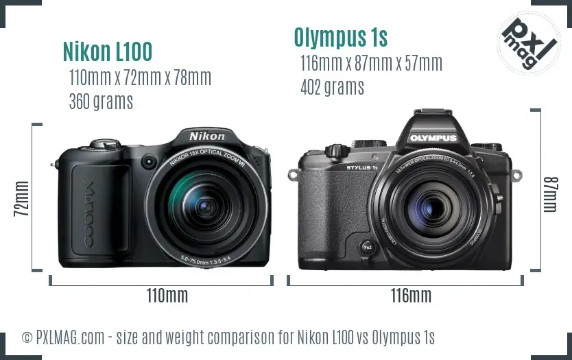 Nikon L100 vs Olympus 1s size comparison Nikon L100 vs Olympus 1s size comparison