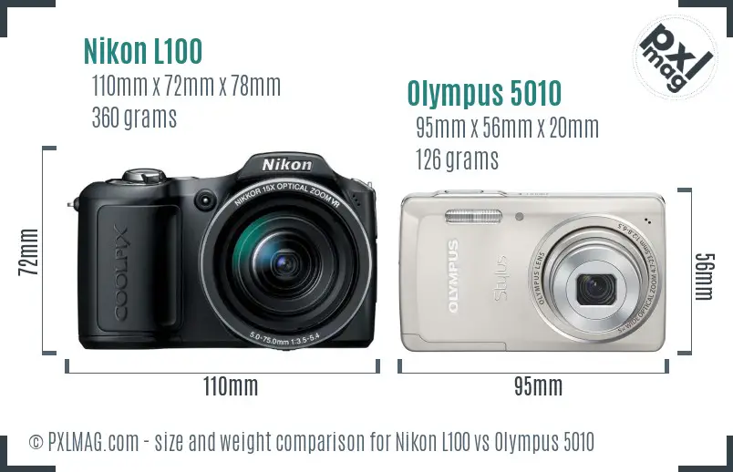 Nikon L100 vs Olympus 5010 size comparison