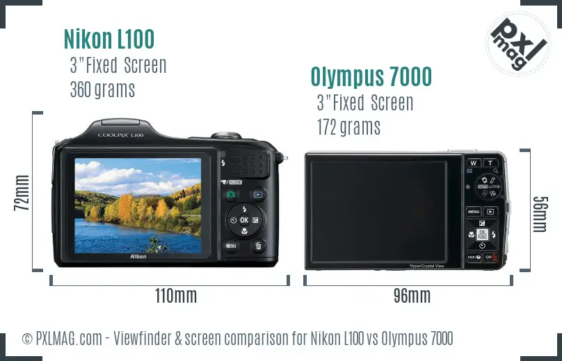 Nikon L100 vs Olympus 7000 Screen and Viewfinder comparison Nikon L100 vs Olympus 7000 Screen and Viewfinder comparison