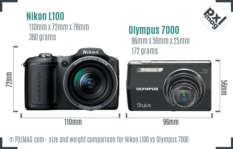 Nikon L100 vs Olympus 7000 size comparison Nikon L100 vs Olympus 7000 size comparison