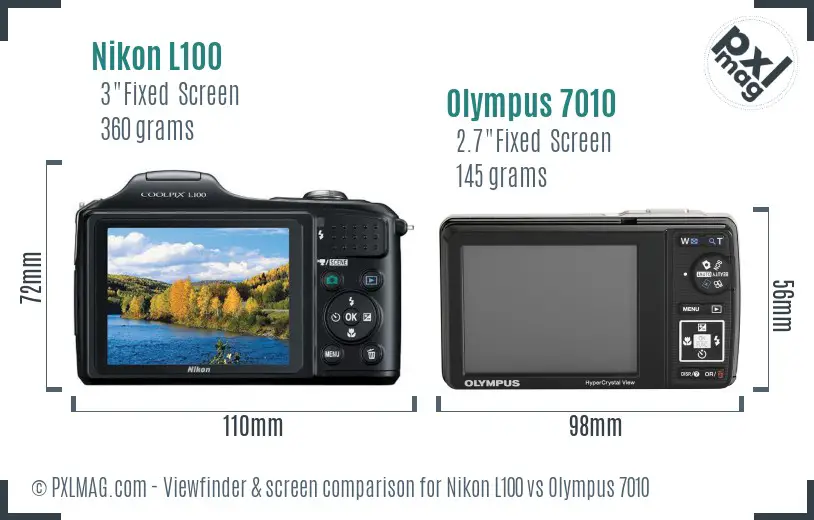 Nikon L100 vs Olympus 7010 Screen and Viewfinder comparison Nikon L100 vs Olympus 7010 Screen and Viewfinder comparison