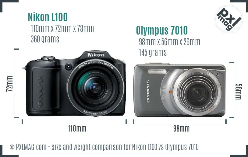 Nikon L100 vs Olympus 7010 size comparison Nikon L100 vs Olympus 7010 size comparison