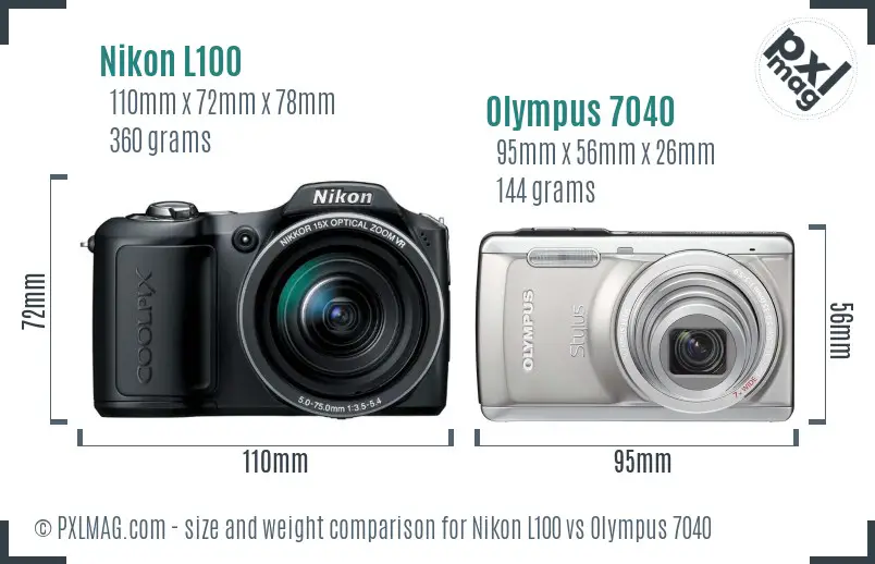 Nikon L100 vs Olympus 7040 size comparison