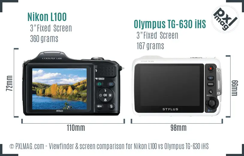 Nikon L100 vs Olympus TG-630 iHS Screen and Viewfinder comparison Nikon L100 vs Olympus TG-630 iHS Screen and Viewfinder comparison