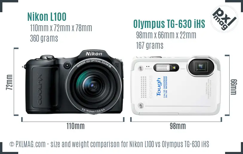 Nikon L100 vs Olympus TG-630 iHS size comparison Nikon L100 vs Olympus TG-630 iHS size comparison