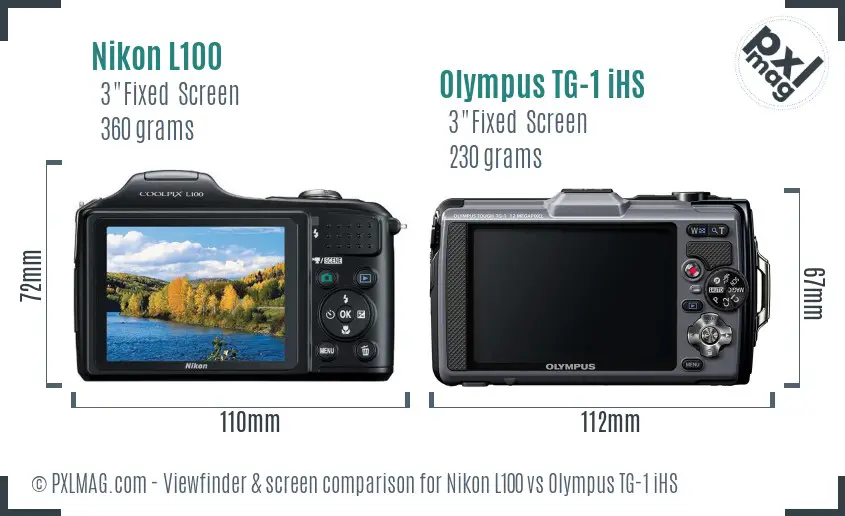 Nikon L100 vs Olympus TG-1 iHS Screen and Viewfinder comparison