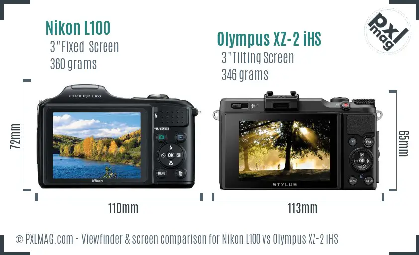 Nikon L100 vs Olympus XZ-2 iHS Screen and Viewfinder comparison Nikon L100 vs Olympus XZ-2 iHS Screen and Viewfinder comparison