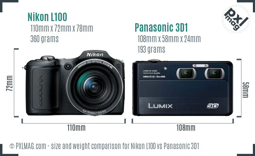 Nikon L100 vs Panasonic 3D1 size comparison Nikon L100 vs Panasonic 3D1 size comparison