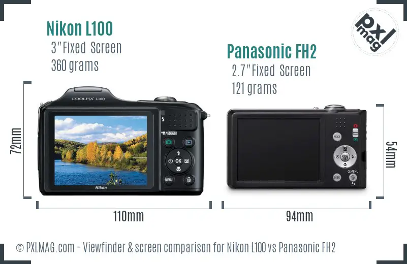 Nikon L100 vs Panasonic FH2 Screen and Viewfinder comparison Nikon L100 vs Panasonic FH2 Screen and Viewfinder comparison