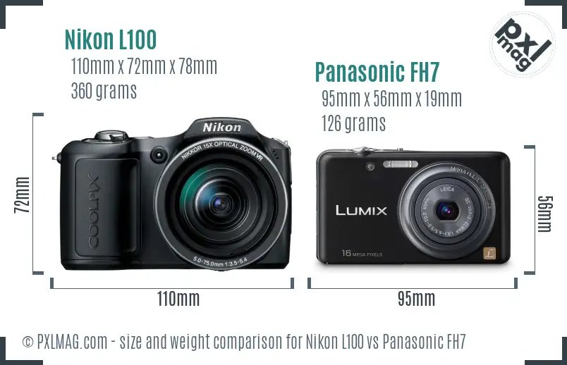 Nikon L100 vs Panasonic FH7 size comparison Nikon L100 vs Panasonic FH7 size comparison