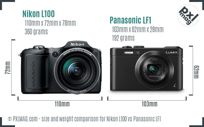 Nikon L100 vs Panasonic LF1 size comparison Nikon L100 vs Panasonic LF1 size comparison