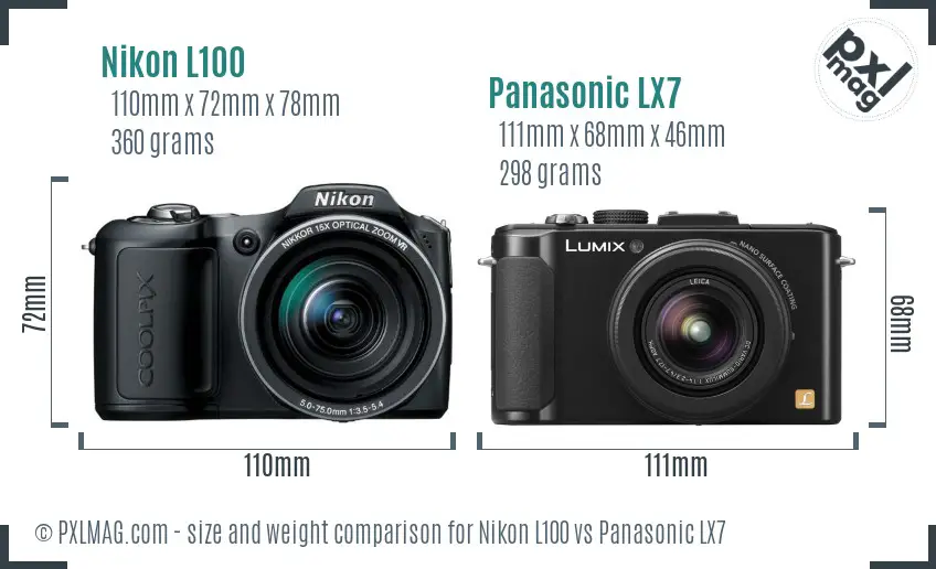 Nikon L100 vs Panasonic LX7 size comparison Nikon L100 vs Panasonic LX7 size comparison
