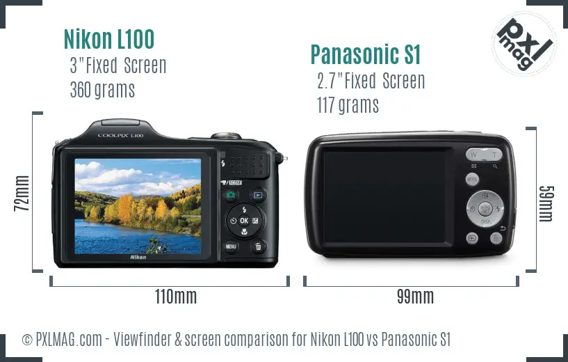 Nikon L100 vs Panasonic S1 Screen and Viewfinder comparison