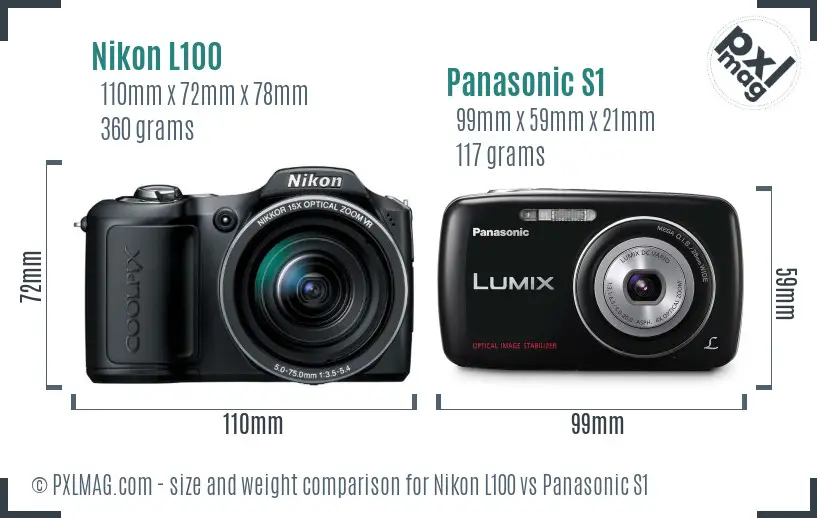 Nikon L100 vs Panasonic S1 size comparison