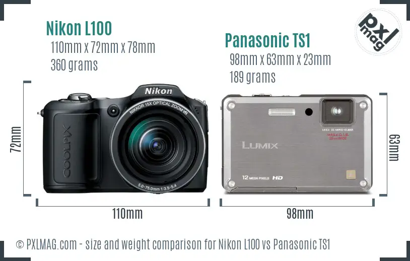 Nikon L100 vs Panasonic TS1 size comparison Nikon L100 vs Panasonic TS1 size comparison