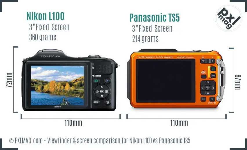 Nikon L100 vs Panasonic TS5 Screen and Viewfinder comparison Nikon L100 vs Panasonic TS5 Screen and Viewfinder comparison