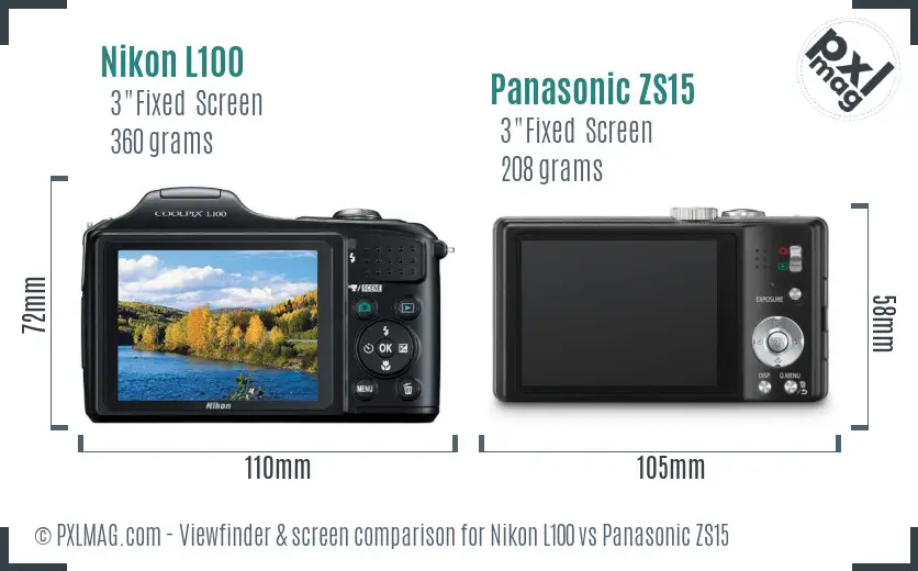 Nikon L100 vs Panasonic ZS15 Screen and Viewfinder comparison Nikon L100 vs Panasonic ZS15 Screen and Viewfinder comparison