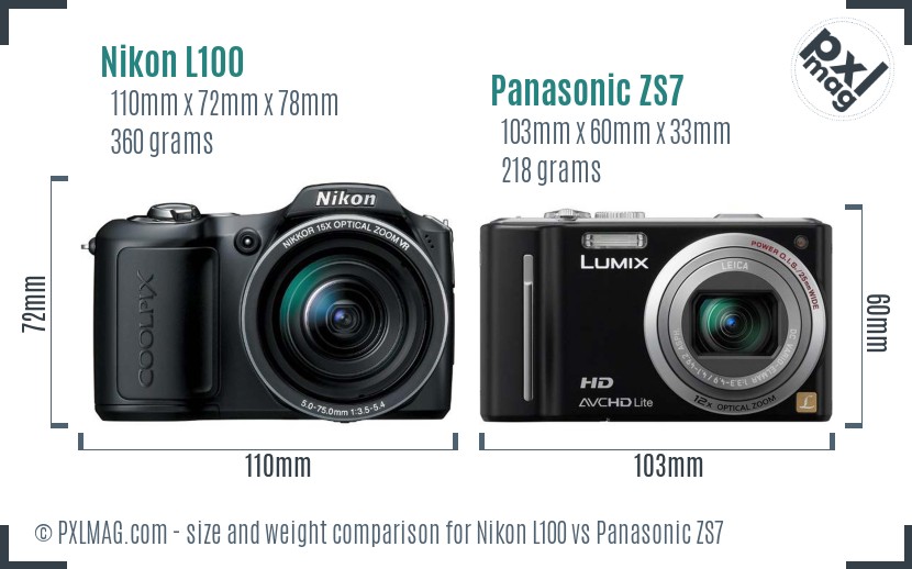 Nikon L100 vs Panasonic ZS7 size comparison Nikon L100 vs Panasonic ZS7 size comparison