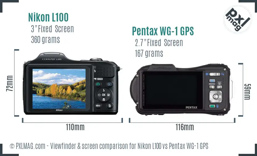 Nikon L100 vs Pentax WG-1 GPS Screen and Viewfinder comparison