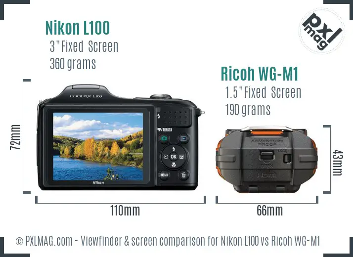 Nikon L100 vs Ricoh WG-M1 Screen and Viewfinder comparison