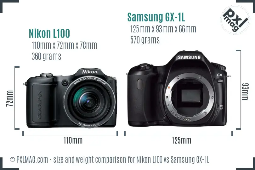 Nikon L100 vs Samsung GX-1L size comparison