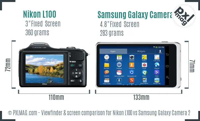 Nikon L100 vs Samsung Galaxy Camera 2 Screen and Viewfinder comparison Nikon L100 vs Samsung Galaxy Camera 2 Screen and Viewfinder comparison