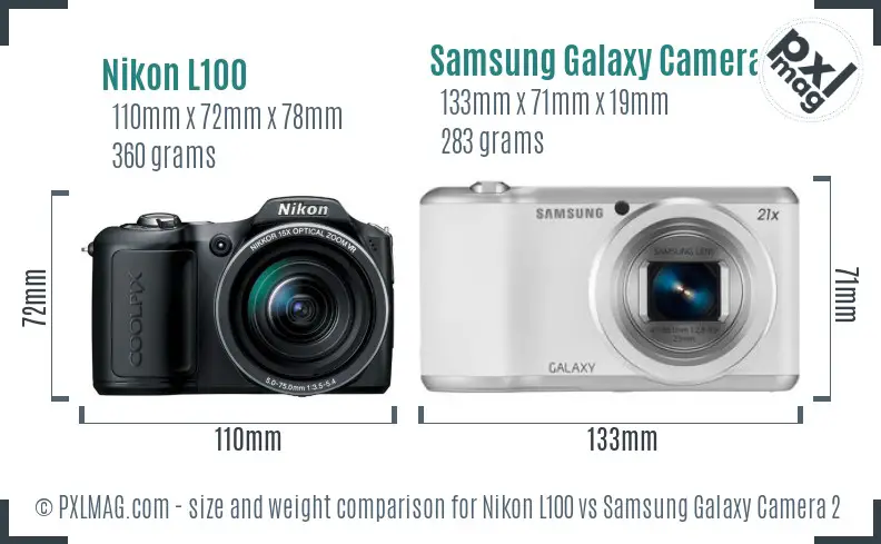 Nikon L100 vs Samsung Galaxy Camera 2 size comparison Nikon L100 vs Samsung Galaxy Camera 2 size comparison
