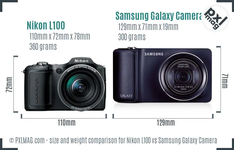 Nikon L100 vs Samsung Galaxy Camera size comparison Nikon L100 vs Samsung Galaxy Camera size comparison