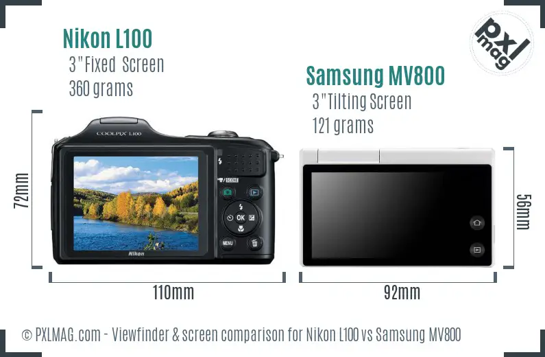 Nikon L100 vs Samsung MV800 Screen and Viewfinder comparison Nikon L100 vs Samsung MV800 Screen and Viewfinder comparison