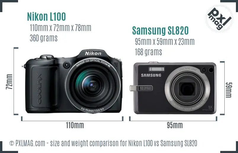 Nikon L100 vs Samsung SL820 size comparison