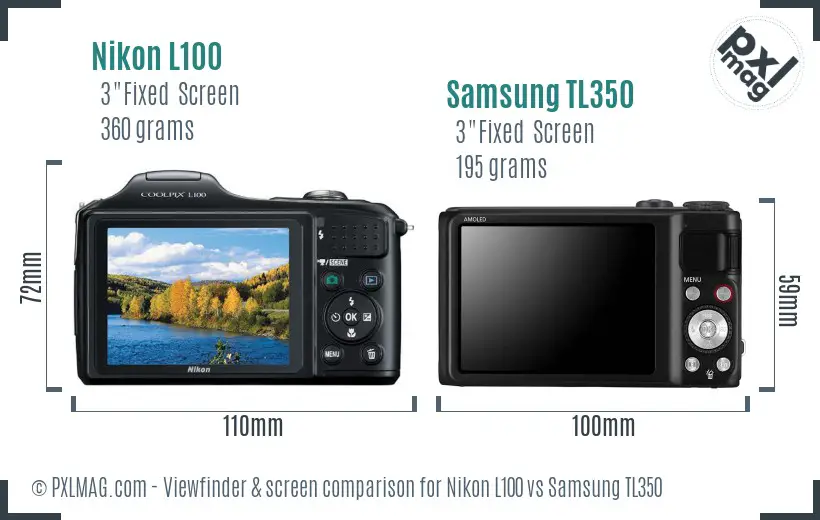 Nikon L100 vs Samsung TL350 Screen and Viewfinder comparison Nikon L100 vs Samsung TL350 Screen and Viewfinder comparison