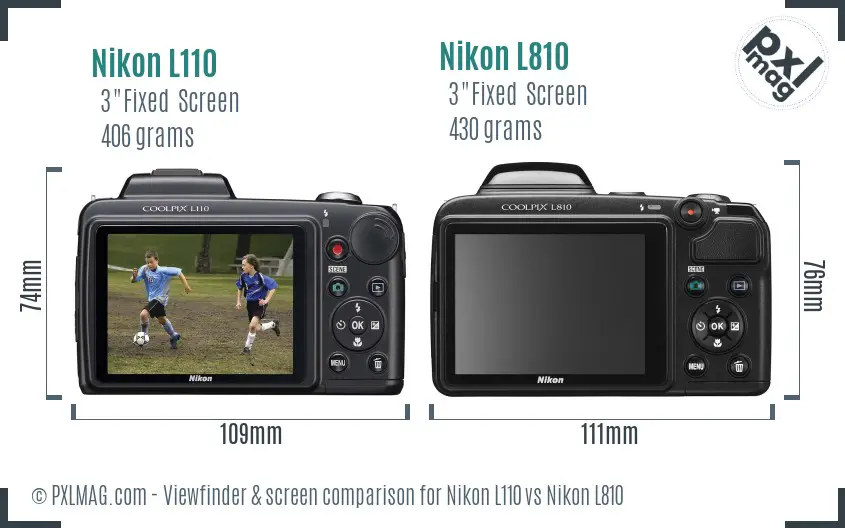 Nikon L110 vs Nikon L810 Screen and Viewfinder comparison