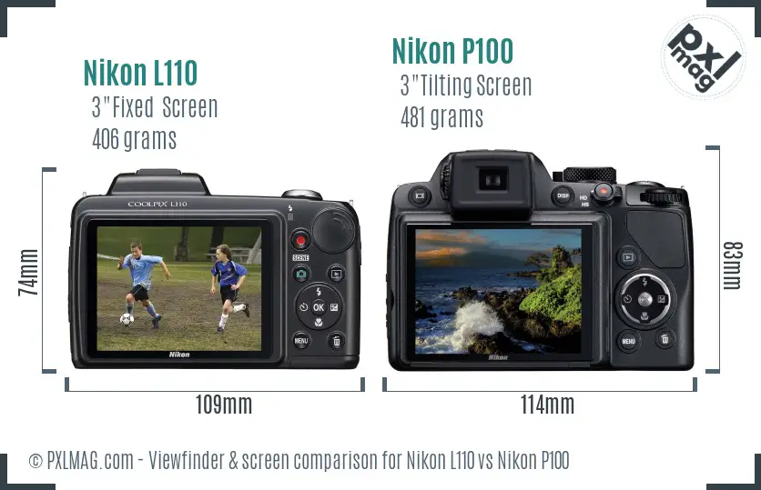 Nikon L110 vs Nikon P100 Screen and Viewfinder comparison Nikon L110 vs Nikon P100 Screen and Viewfinder comparison
