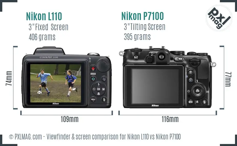 Nikon L110 vs Nikon P7100 Screen and Viewfinder comparison