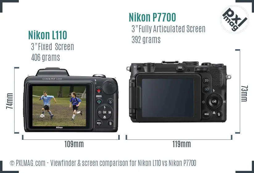 Nikon L110 vs Nikon P7700 Screen and Viewfinder comparison