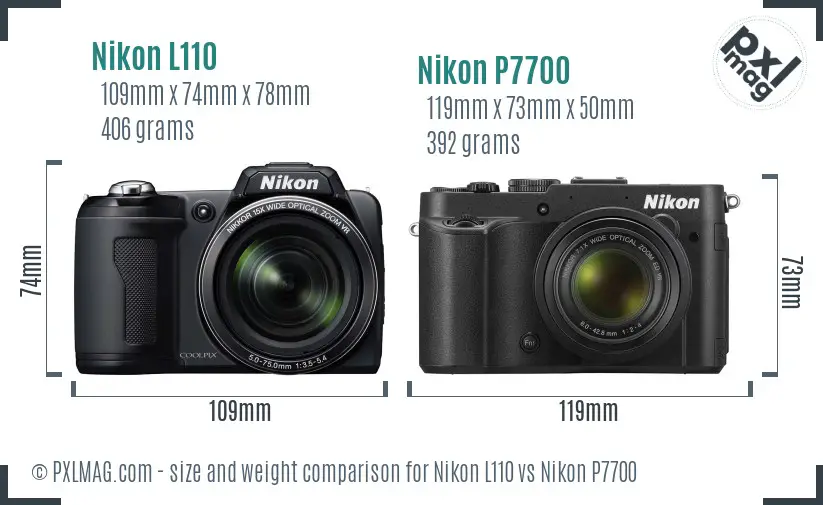 Nikon L110 vs Nikon P7700 size comparison