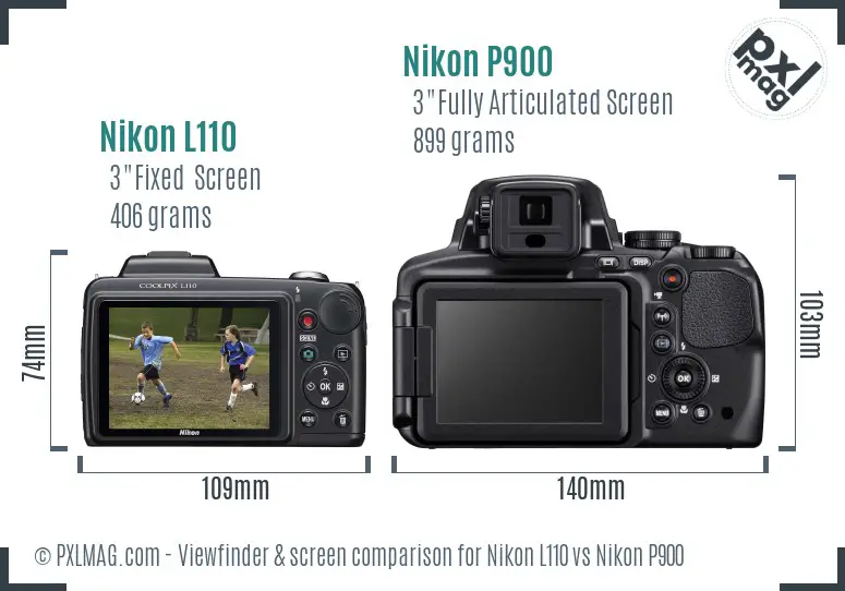 Nikon L110 vs Nikon P900 Screen and Viewfinder comparison Nikon L110 vs Nikon P900 Screen and Viewfinder comparison
