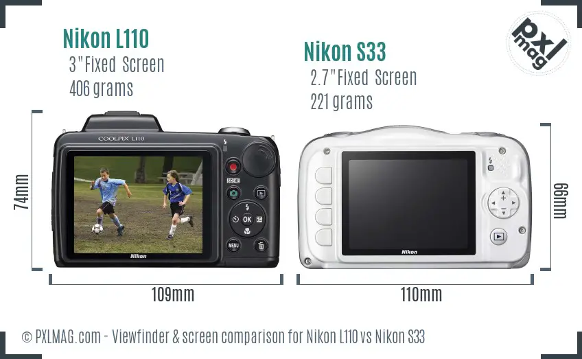 Nikon L110 vs Nikon S33 Screen and Viewfinder comparison Nikon L110 vs Nikon S33 Screen and Viewfinder comparison