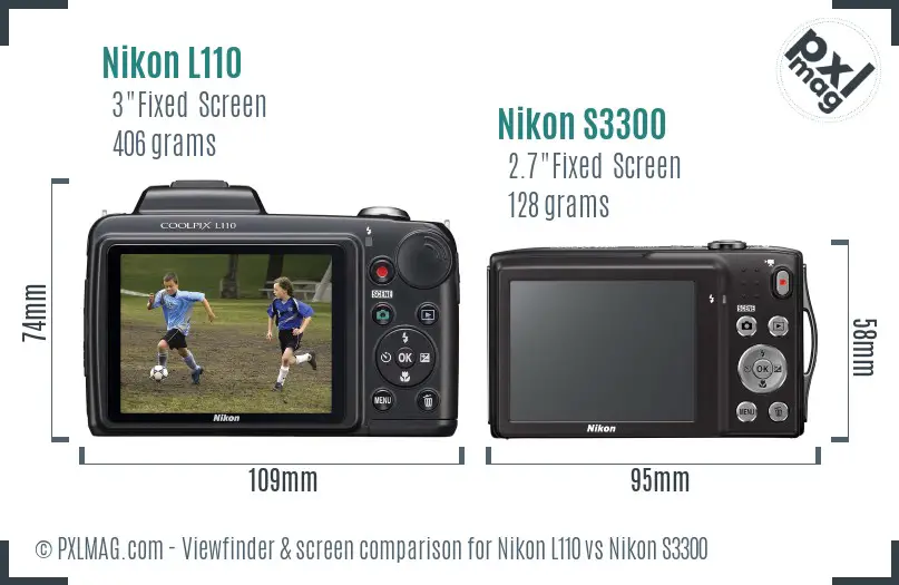 Nikon L110 vs Nikon S3300 Screen and Viewfinder comparison Nikon L110 vs Nikon S3300 Screen and Viewfinder comparison