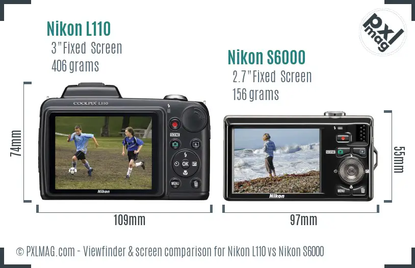 Nikon L110 vs Nikon S6000 Screen and Viewfinder comparison Nikon L110 vs Nikon S6000 Screen and Viewfinder comparison