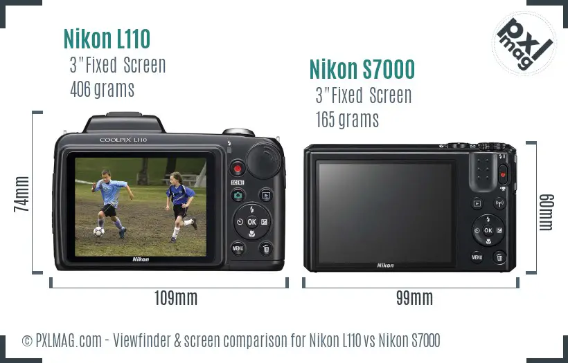 Nikon L110 vs Nikon S7000 Screen and Viewfinder comparison
