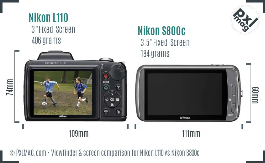 Nikon L110 vs Nikon S800c Screen and Viewfinder comparison Nikon L110 vs Nikon S800c Screen and Viewfinder comparison