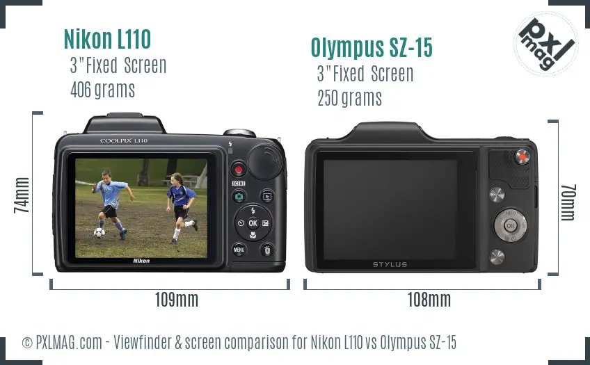 Nikon L110 vs Olympus SZ-15 Screen and Viewfinder comparison Nikon L110 vs Olympus SZ-15 Screen and Viewfinder comparison
