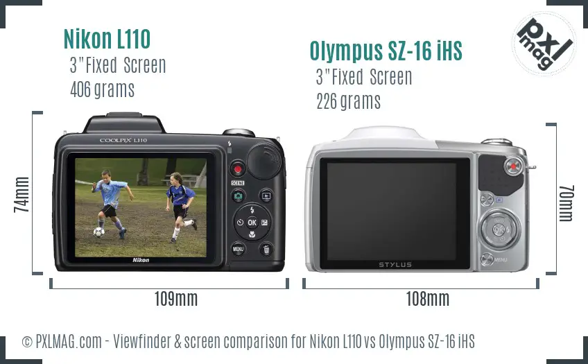 Nikon L110 vs Olympus SZ-16 iHS Screen and Viewfinder comparison Nikon L110 vs Olympus SZ-16 iHS Screen and Viewfinder comparison