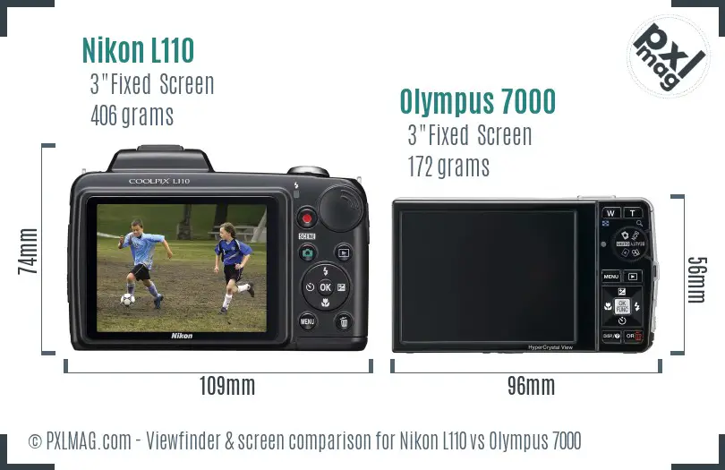 Nikon L110 vs Olympus 7000 Screen and Viewfinder comparison Nikon L110 vs Olympus 7000 Screen and Viewfinder comparison